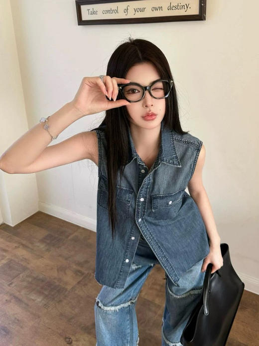 【高品质私服】【MU女士钱布雷无袖衬衫】春夏日穿着不闷汗、不束缚N1267-CC【无标出货 介意慎拍】 商品图1