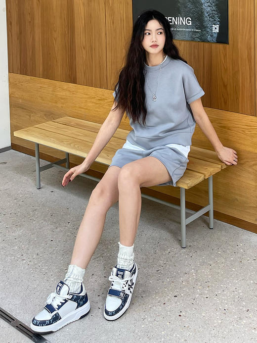 哈瓦塔砂洗（宽松）圆领宽松运落肩短袖H350101+宽松高腰运动短裤H351104 商品图0