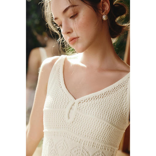 OLrain欧芮儿2025夏季新款法式简约镂空针织吊带连衣裙收腰显瘦女 商品图2