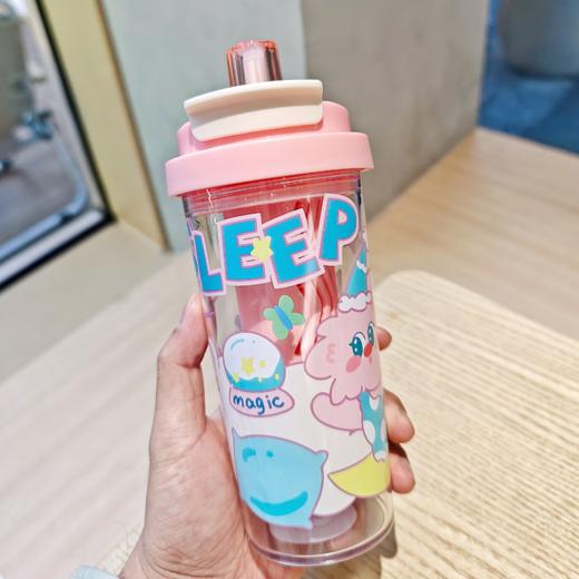 【YW】无忧购卡通高颜值双饮吸管杯泡茶带滤网塑料水杯8167(截单后7天发货) 商品图6