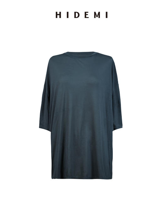 HIDEMI皮肤衣系列新款凉感超薄清透圆领宽松慵懒短袖面膜t恤 骑士蓝/自然白/浅花灰/锡器灰/黑色 商品图13