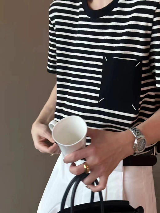 【高品质私服】【ML贴布刺绣条纹短袖T恤】清爽透气，享受来自全棉的舒适魅力G0871-CC【无标出货 介意慎拍】 商品图5