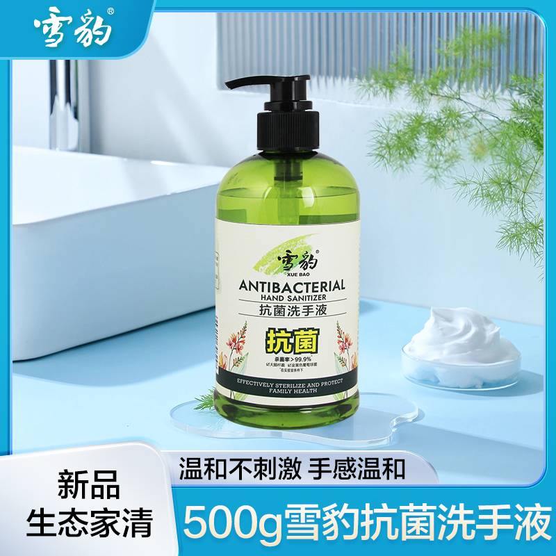 雪豹生态家清 抗菌洗手液500g成人宝宝儿童抑菌家用无磷 清香型清洁护手59008