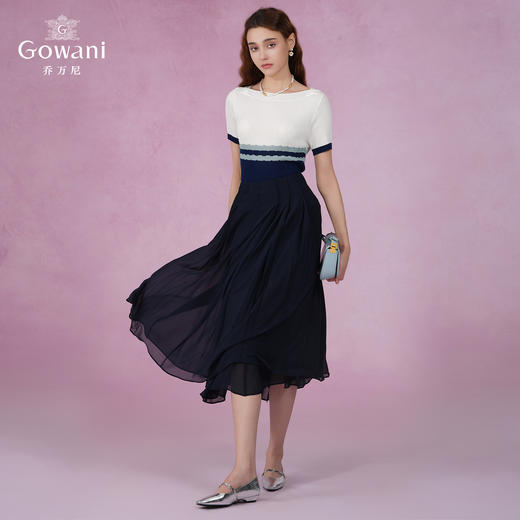 乔万尼早春冰丝针织衫薄款小香风设计感方领修身夏款上衣EI2M816 商品图3