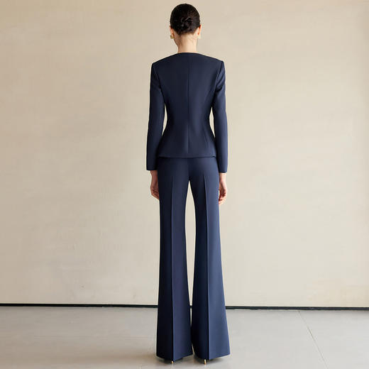 IWY/春秋高端蚕丝醋酸西装套装女藏青色职业装时尚方领西服外套阔腿裤CP2219 商品图3