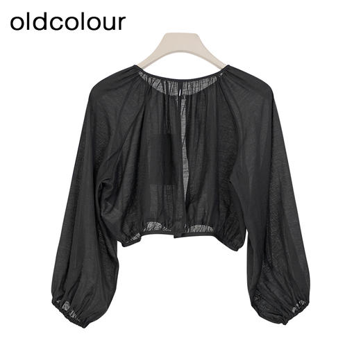 oldcolour夏季新款纯色简约薄款宽松长袖罩衫短外套女Q220402A1 商品图3
