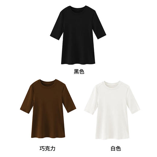 圆领短袖针织衫无缝一体设计舒适材质春季上衣BW542501 商品图4