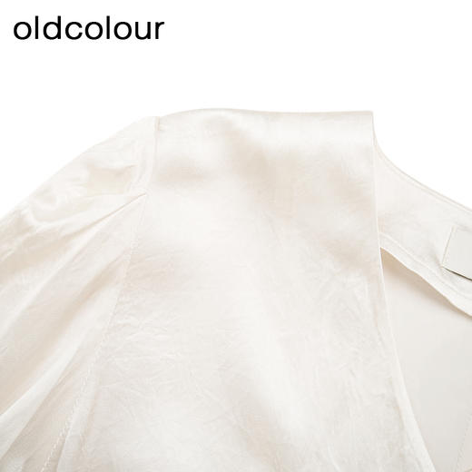 oldcolour夏季新款白色简约通勤气质短款短袖衬衫女DQ280107A1 商品图2