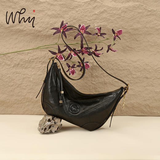 Why女包秋冬新款菱格hobo包轻奢复古大容量托特包美拉德风斜挎包YA5360 商品图0