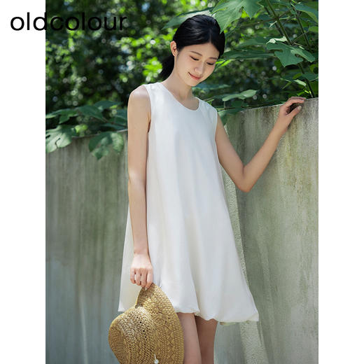 oldcolour夏季新款设计感小众简约气质宽松无袖连衣裙女Q251001A1 商品图4