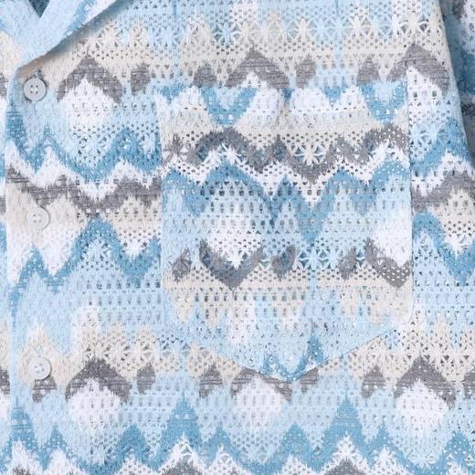 SC13夏季高级感新款美式复古度假风条纹镂空短袖衬衫百搭潮流衬衣 商品图3