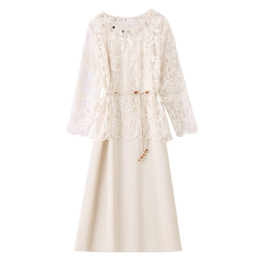 2025年夏季镂空蕾丝腰带新款两件套裙时尚气质百搭连衣裙气质甜美HR-YRX9226 商品图4