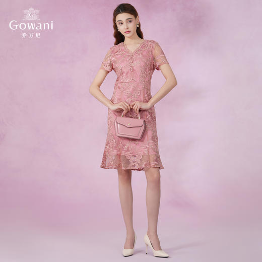 乔万尼蕾丝刺绣收腰连衣裙喜宴晚会EN2E503 商品图3