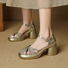 【预售5天】圆头高跟中空女鞋，时尚厚底复古包头罗马镂空凉鞋YCJX&H-7539 商品缩略图0