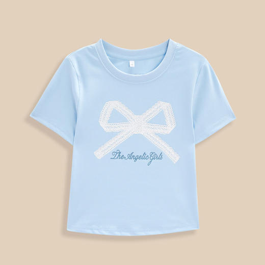 IEF/爱依服2025【童装】夏季 甜美可爱蝴蝶结印花女童T恤T42643-X- 商品图2
