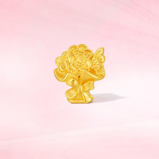 周六福黄金转运珠女款5d硬金定价路路通手捧花不含绳送妈妈送女友 商品图2