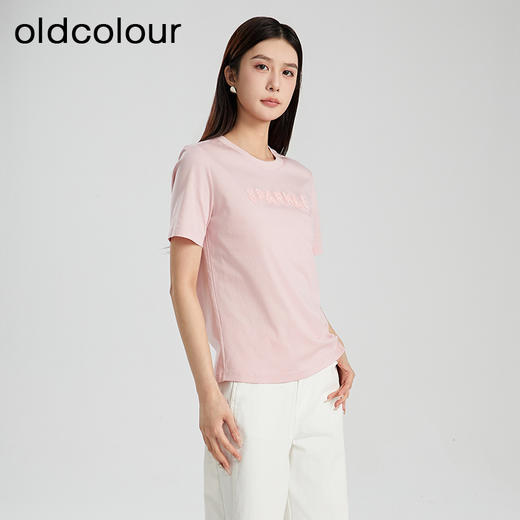 oldcolour夏季新款纯色简约气质通勤宽松百搭短袖T恤女Q220207A1 商品图3
