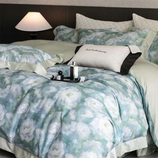 自然醒高端60支玉精莱赛尔天丝四件套轻奢印花拼角床单夏季丝滑清凉透气床上用品套件KY 商品图7