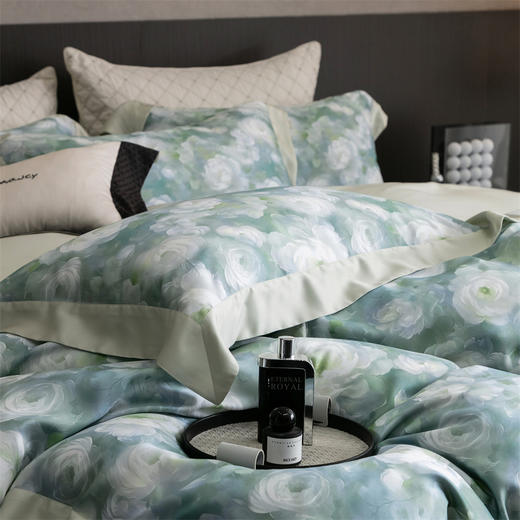 自然醒高端60支玉精莱赛尔天丝四件套轻奢印花拼角床单夏季丝滑清凉透气床上用品套件KY 商品图11