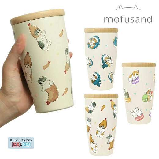 日本进口东亚金属mofusand 带木盖不锈钢随行杯350ml（猫爪咖啡） 商品图2
