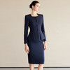 IWY/青色西装套装女新款工作服职业气质套裙高级感柞蚕丝醋酸正装CS2219 商品缩略图3