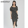 oldcolour夏季新款设计感小众气质不规则短袖碎花连衣裙Q281022A1 商品缩略图0