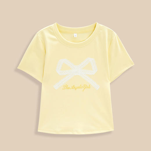 IEF/爱依服2025【童装】夏季 甜美可爱蝴蝶结印花女童T恤T42643-X- 商品图1