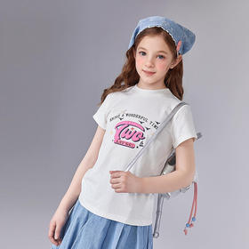 笛莎Deesha 童装女童T恤2025夏新款女童活泼多彩印花蝴蝶结T恤