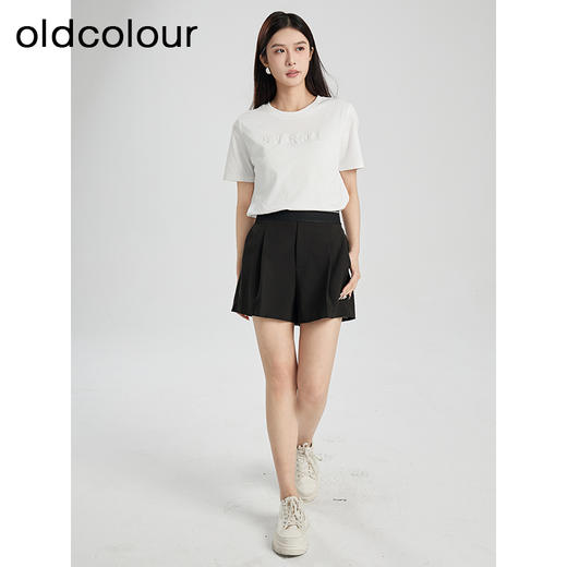 oldcolour夏季新款撞色拼接简约气质高腰宽松休闲短裤女Q220702A1 商品图5