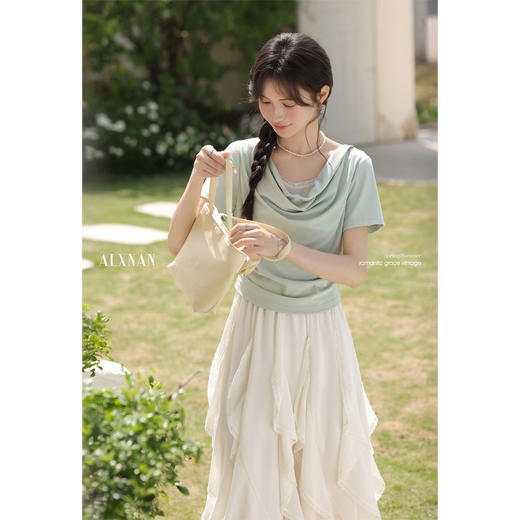 鹿向南「眠枝织影」假两件拼接连衣裙女夏季设计感收腰显瘦长裙子L53969 商品图1