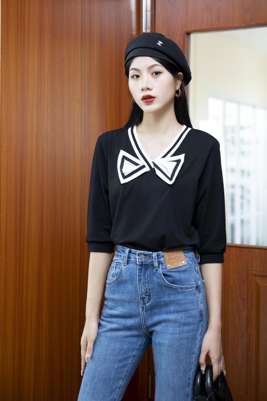 326620-1#蝴蝶结V领长袖 商品图0