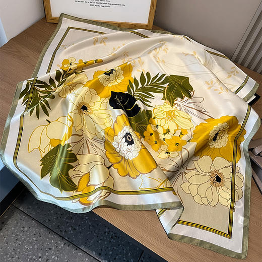 丁摩 春季新款骏马拼接真丝丝巾女欧美时尚复古70*70cm桑蚕丝方巾5ZF-3313 商品图6