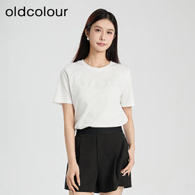 oldcolour夏季新款纯色简约气质通勤宽松百搭短袖T恤女Q220207A1