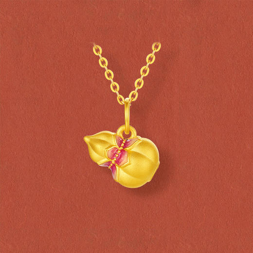 周六福黄金吊坠女款5d硬金定价九华山系列福禄莲莲金葫芦吊坠礼物 商品图2