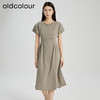 oldcolour夏季新款设计感小众高腰A字中长款短袖连衣裙Q281005A1 商品缩略图0