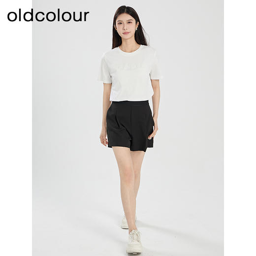 oldcolour夏季新款纯色简约气质通勤宽松百搭短袖T恤女Q220207A1 商品图4