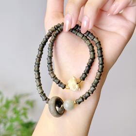 【敦煌莲花双圈绿檀木手串】中式国风串珠 绿檀双圈手串 敦煌福泽莲花 小众轻奢手串