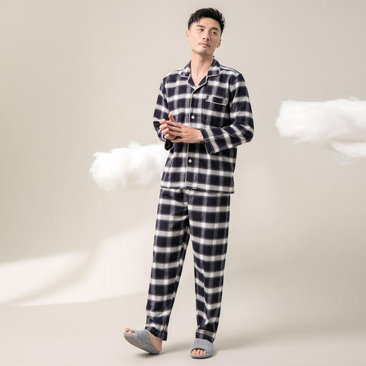 康妮雅男式长袖长裤开襟套装 商品图0