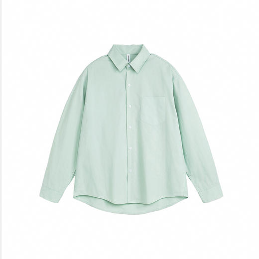 丁摩 春秋季复古长袖衬衫男女款纯色宽松翻领衬衣简约时尚上衣5ZF-001 商品图8
