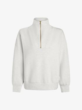 Varley - Hawley Half Zip Sweat - Ivory Marl - 女装 - 半拉链卫衣 - 象牙白灰色