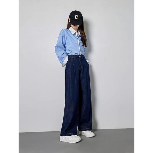 初语石洗丹宁丨星钻蓝牛仔裤女2025年早春新款天丝轻薄长裤阔腿裤 商品图1