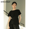 oldcolour夏季新款黑色简约时尚设计感百搭短袖T恤女Q230201A1 商品缩略图0