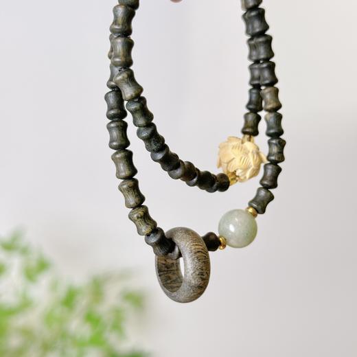 【敦煌莲花双圈绿檀木手串】中式国风串珠 绿檀双圈手串 敦煌福泽莲花 小众轻奢手串 商品图3