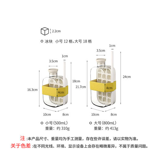 FaSoLa冰格模具家用外带冰格制冰盒高颜值吸管杯按压脱冰冰壶 商品图8