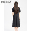 oldcolour夏季新款黑色简约优雅气质高腰开叉短袖连衣裙Q281006A1 商品缩略图4