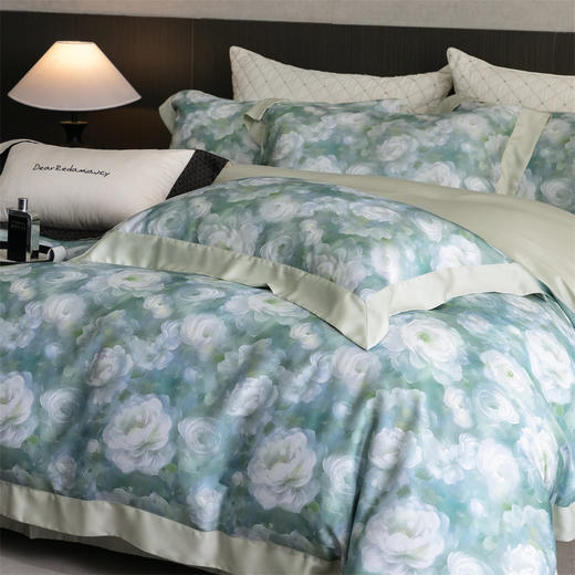 自然醒高端60支玉精莱赛尔天丝四件套轻奢印花拼角床单夏季丝滑清凉透气床上用品套件KY 商品图2