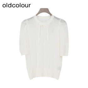 oldcolour夏季新款纯色时尚新中式盘扣圆领毛织套头衫女Q280505A1