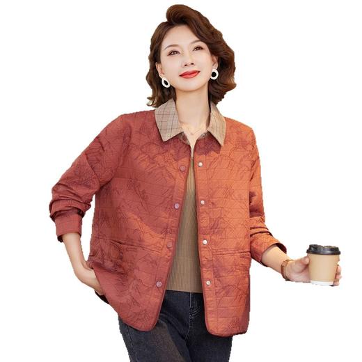 WP-2509 2025中年妈妈春装洋气翻领外套阔太太风衣中老年女装春秋短款夹克 商品图4