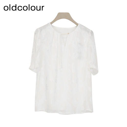oldcolour夏季新款新中式印花肌理感宽松短袖套头衬衫女Q280110A1 商品图3