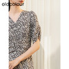 oldcolour夏季新款优雅气质高腰显瘦V领短袖碎花连衣裙女Q241007A1 商品缩略图3